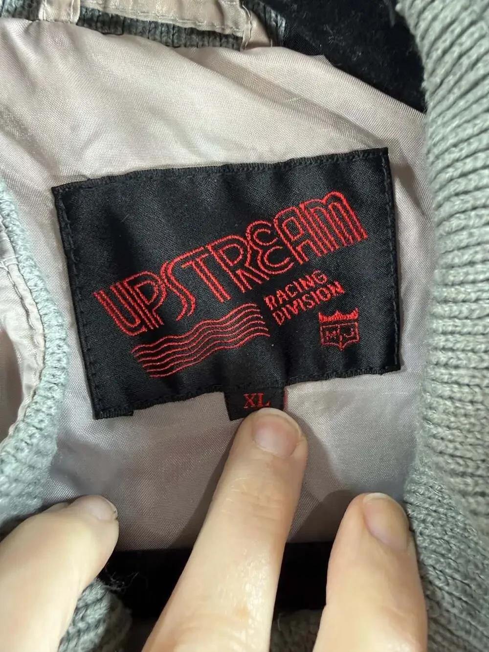 Vintage Upstream Racing Division Gray Bomber Jacket XL